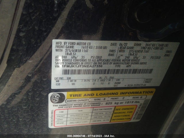 Ford Expedition Max Xlt 2022 1FMJK1JT3NEA27356 Image 9