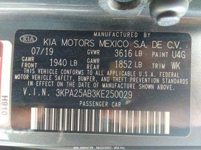 3KPA25AB3KE250029 KIA Rio 5-door S