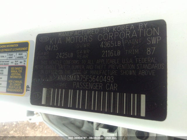KIA Optima Lx 2015 KNAGM4A75F5640493 Image 9