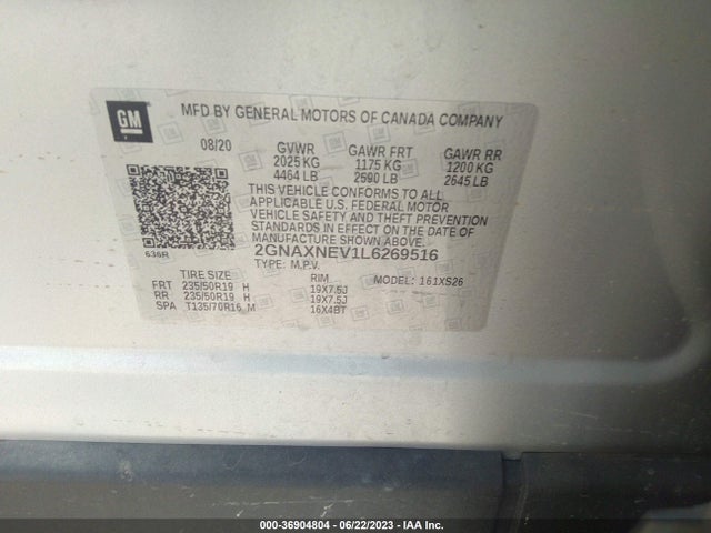 Chevrolet Equinox Premier 2020 2GNAXNEV1L6269516 Image 9