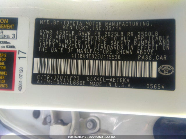Toyota AVALON LIMITED 2014 4T1BK1EB2EU115536 Image 16