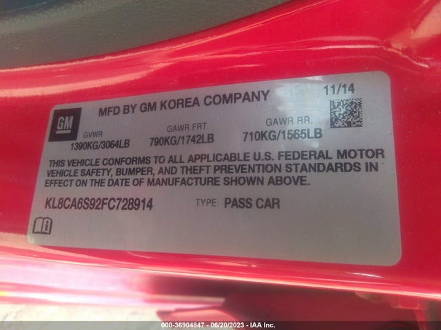 Chevrolet SPARK LS 2015 KL8CA6S92FC728914 Image 9
