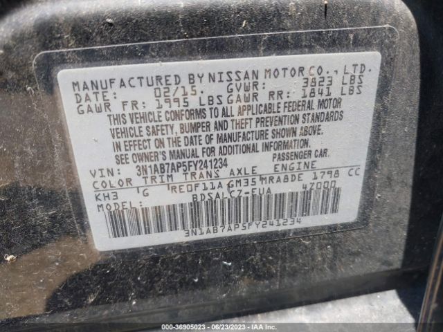 3N1AB7AP5FY241234 Nissan Sentra Sr/sl/s/sv/fe+ S