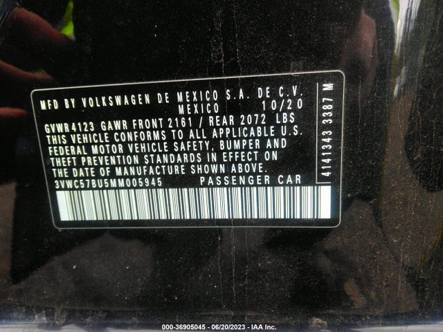 3VWC57BU5MM005945 Volkswagen Jetta S/se/r-line