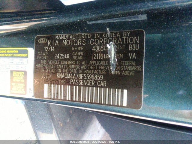 KIA Optima Lx 2015 KNAGM4A78F5596859 Image 9