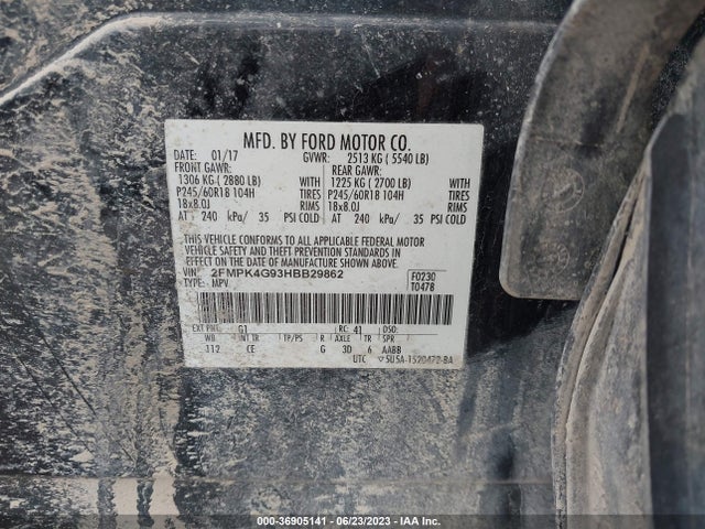 Ford EDGE SE 2017 2FMPK4G93HBB29862 Image 9