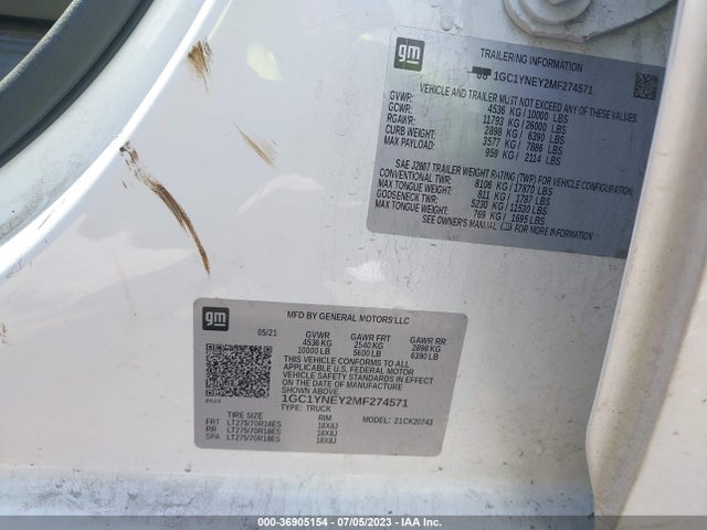 Chevrolet Silverado 2500hd Lt 2021 1GC1YNEY2MF274571 Image 9