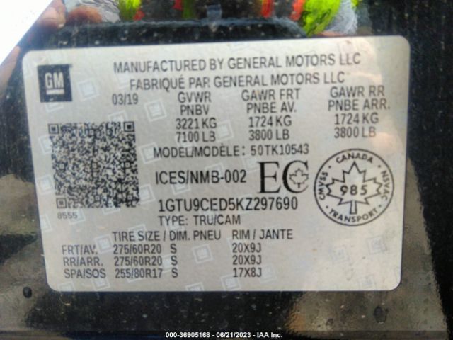 1GTU9CED5KZ297690 GMC Sierra 1500 Elevation