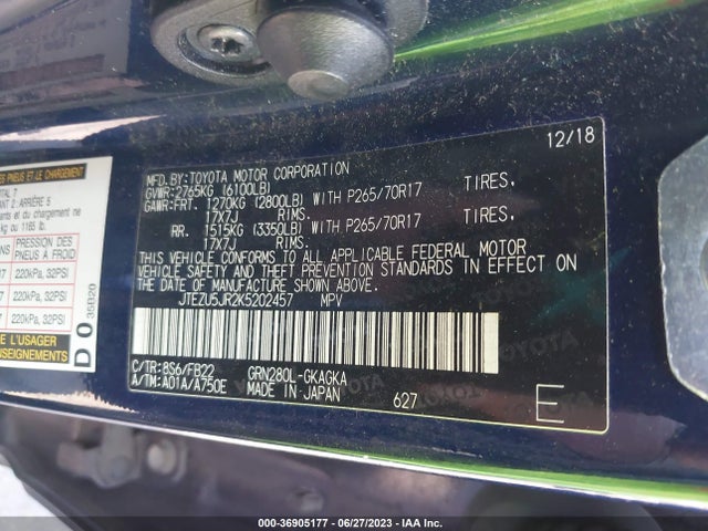Toyota 4RUNNER SR5 2019 JTEZU5JR2K5202457 Image 15