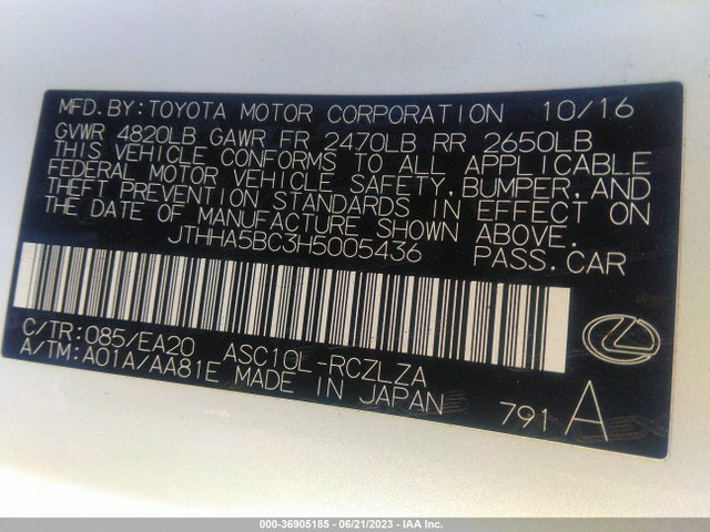 JTHHA5BC3H5005436 Lexus Rc Rc Turbo