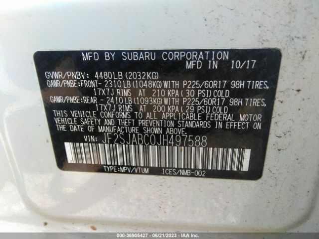 JF2SJABC0JH497588 Subaru Forester