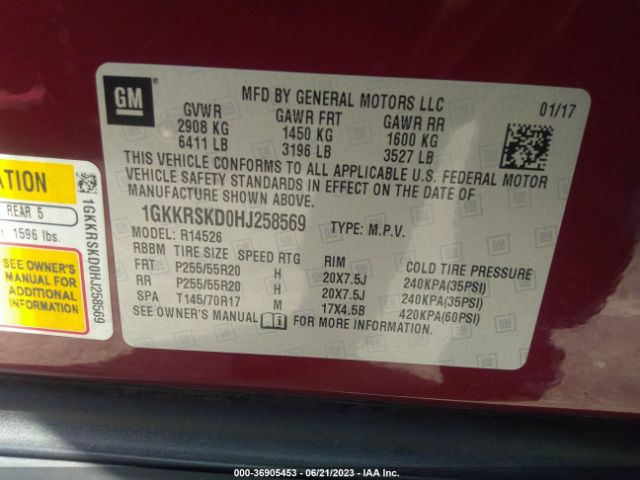 1GKKRSKD0HJ258569 GMC Acadia Limited Limited