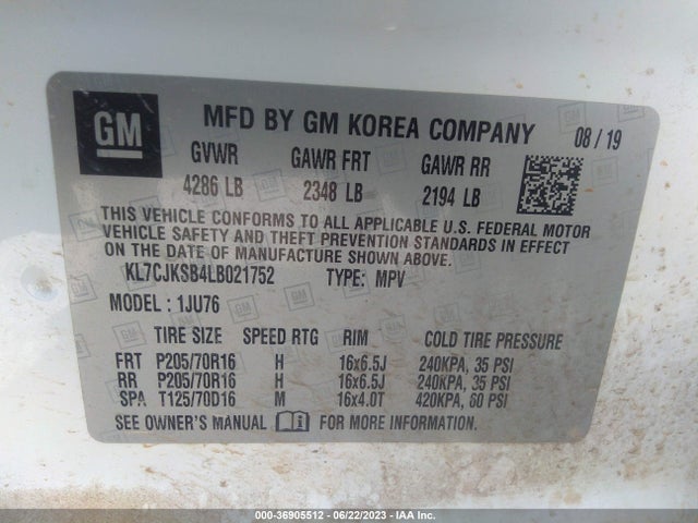 Chevrolet TRAX LS 2020 KL7CJKSB4LB021752 Image 9