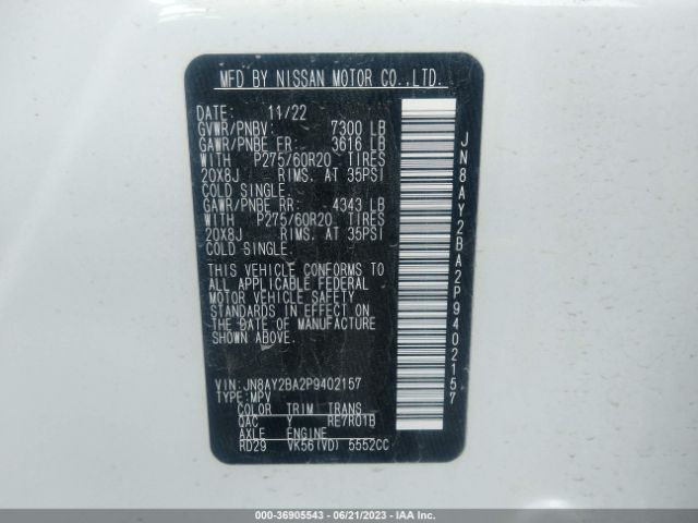 JN8AY2BA2P9402157 Nissan Armada Sl