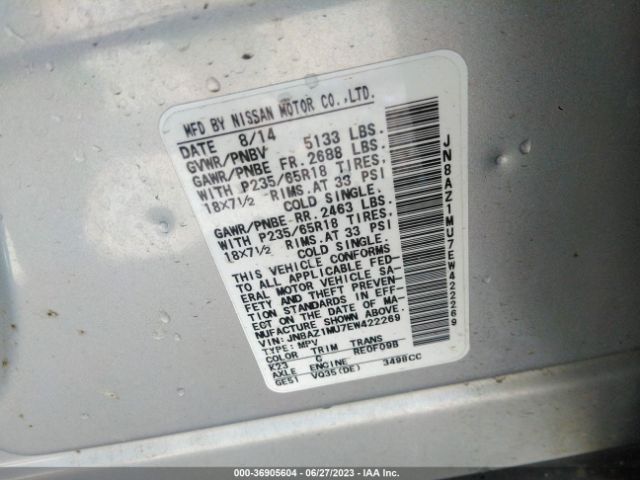 JN8AZ1MU7EW422269 Nissan MURANO S