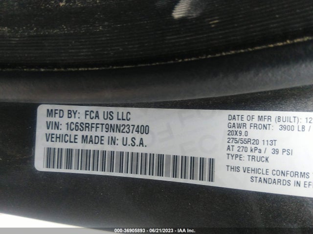 RAM 1500 Lone Star 2022 1C6SRFFT9NN237400 Image 16
