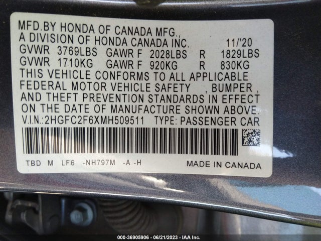 Honda Civic Sedan Lx 2021 2HGFC2F6XMH509511 Image 9