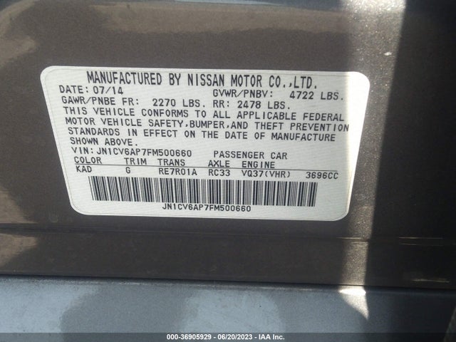 2015 INFINITI Q40 VIN: JN1CV6AP7FM500660