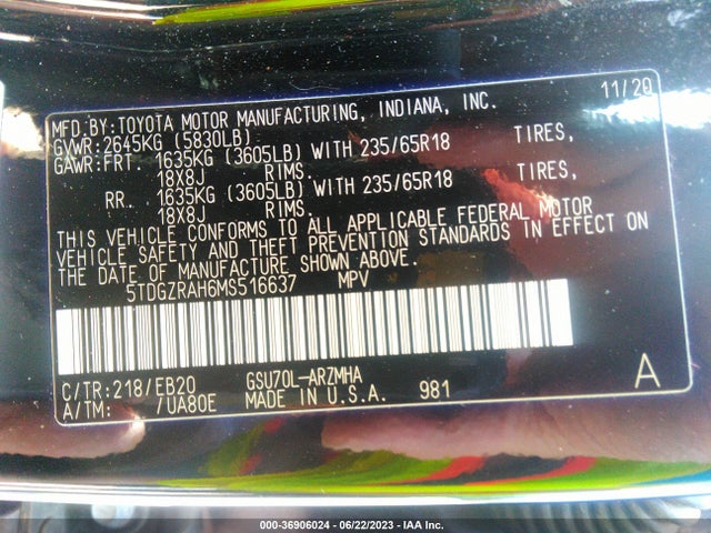 Toyota Highlander Xle 2021 5TDGZRAH6MS516637 Image 16
