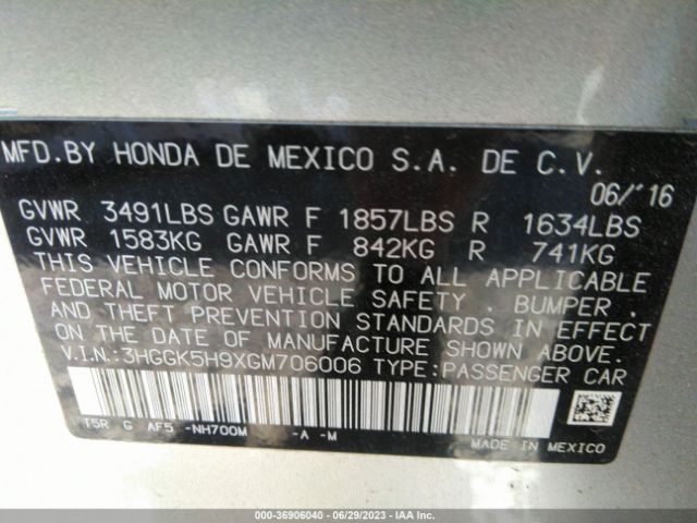 3HGGK5H9XGM706006 Honda Fit Ex-l