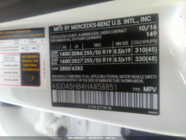 4JGDA5HB4HA858851 Mercedes-Benz Gle Gle 350