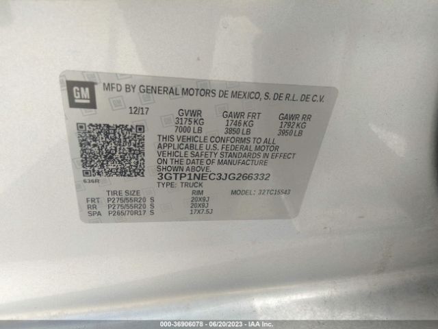 3GTP1NEC3JG266332 GMC Sierra 1500 Slt