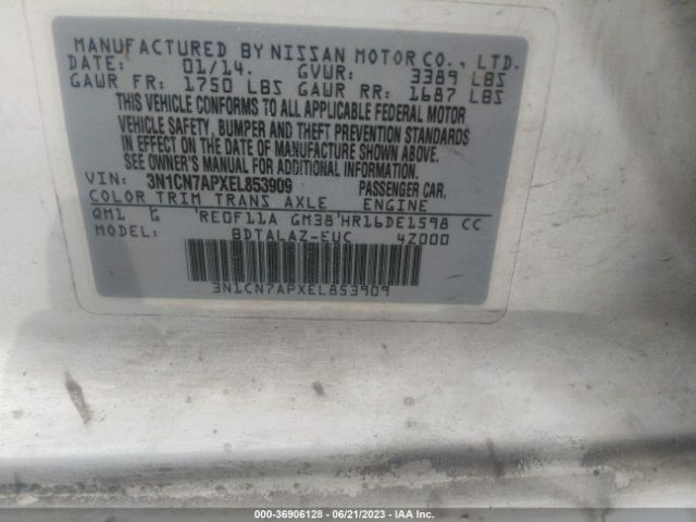 3N1CN7APXEL853909 Nissan Versa S Plus