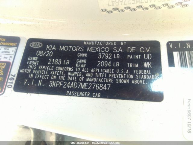 3KPF24AD7ME276847 KIA Forte Lxs