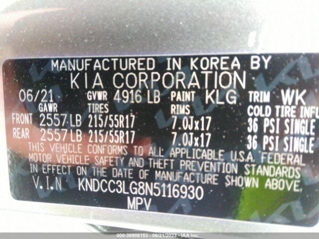 KNDCC3LG8N5116930 KIA Niro Ev Ex