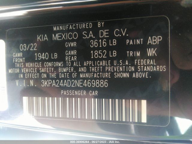 3KPA24AD2NE469886 KIA RIO LX