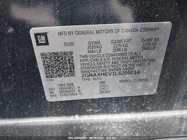Chevrolet EQUINOX LS 2020 2GNAXHEV1L6206014 Image 16