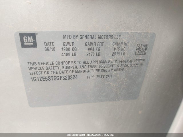 Chevrolet MALIBU LT 2016 1G1ZE5ST6GF320324 Image 9