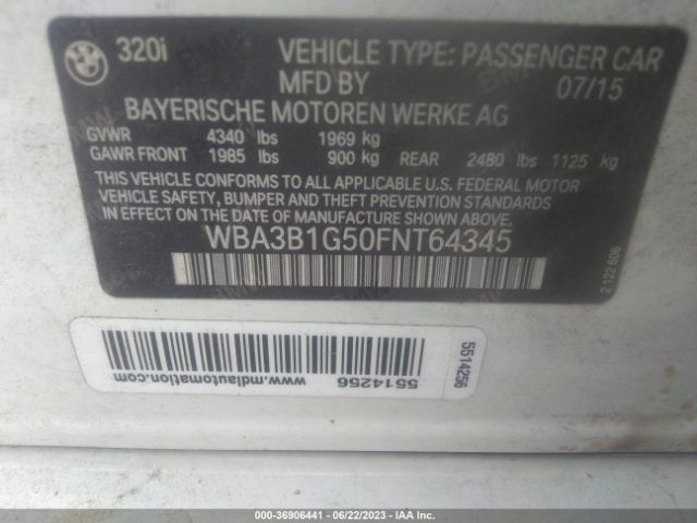 WBA3B1G50FNT64345 BMW 3 Series 320i