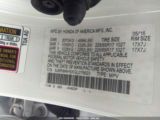 Honda CR-V EX 2016 5J6RM4H5XGL076623 Image 9