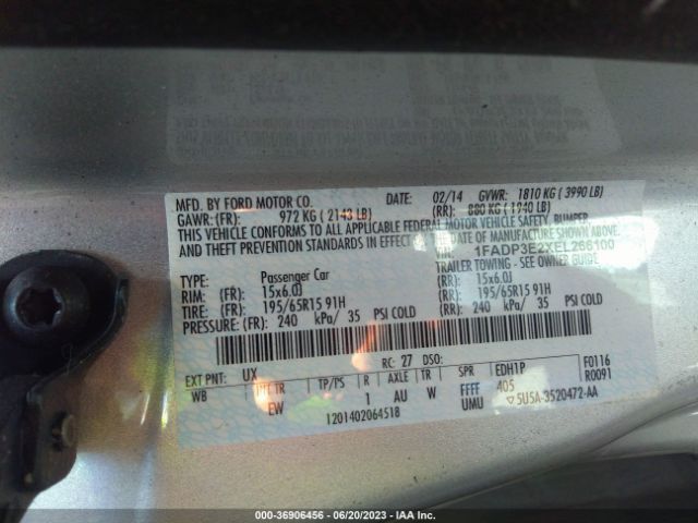 1FADP3E2XEL266100 Ford FOCUS S