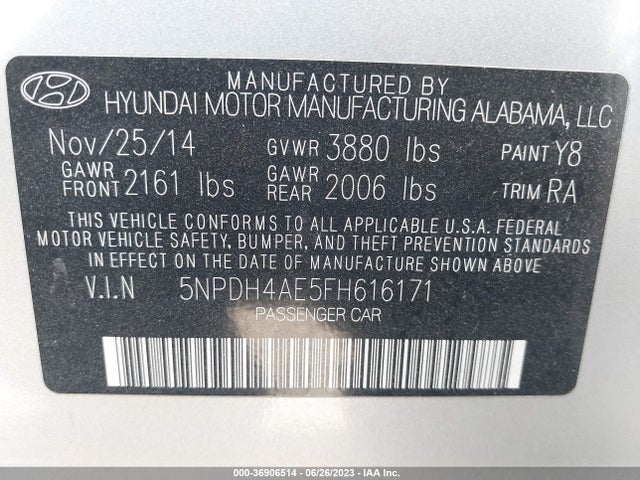 Hyundai ELANTRA SE 2015 5NPDH4AE5FH616171 Image 16