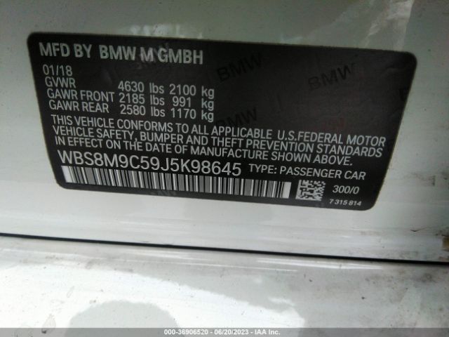 WBS8M9C59J5K98645 BMW M3