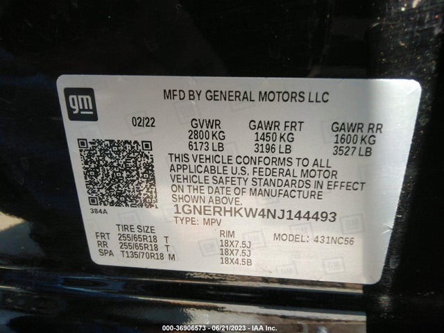 Chevrolet Traverse Lt Leather 2022 1GNERHKW4NJ144493 Image 9