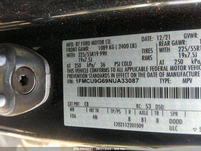 Ford ESCAPE SE 2022 1FMCU9G69NUA33087 Image 15