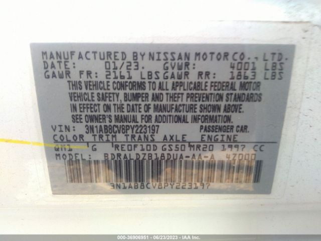 3N1AB8CV8PY223197 Nissan SENTRA SV