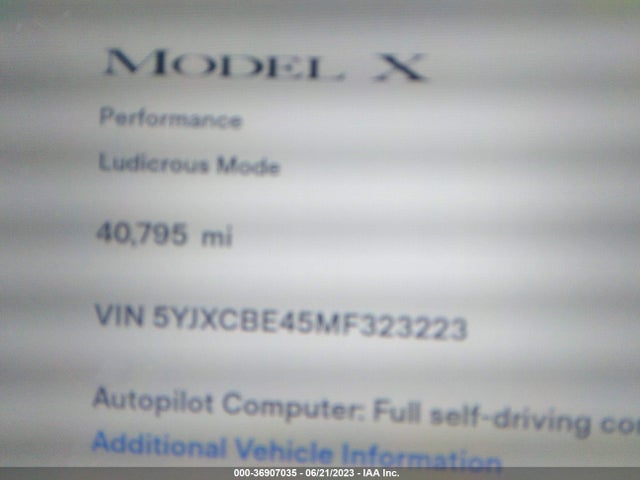 2021 Tesla Model X, VIN: 5YJXCBE45MF323223