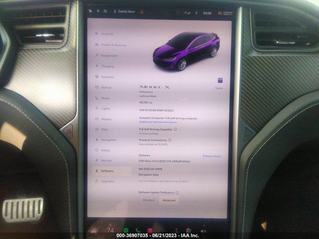 2021 Tesla Model X, VIN: 5YJXCBE45MF323223