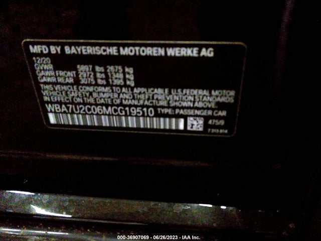 BMW 7 Series 750i Xdrive 2021 WBA7U2C06MCG19510 Image 9