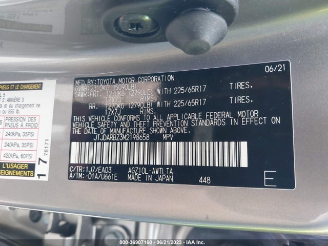 2021 Lexus NX, VIN: JTJDARBZ3M2198658