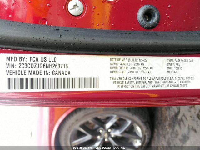 2C3CDZJG6NH263716 Dodge Challenger Gt