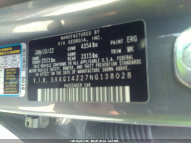 5XXG14J27NG138028 KIA K5 LXS