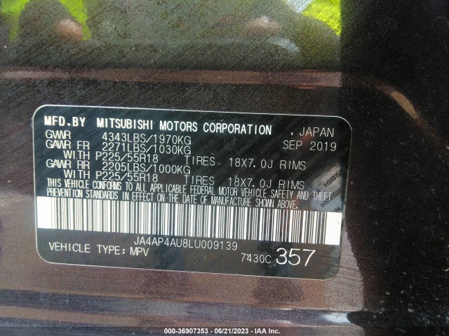 2020 Mitsubishi Outlander Sport Se 2.0 მანქანა იყიდება აუქციონზე, vin: JA4AP4AU8LU009139, აუქციონის ნომერი: 36907353