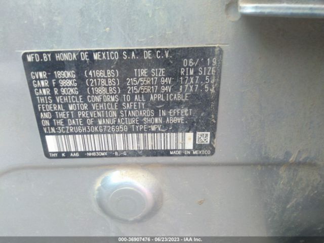 3CZRU6H30KG726950 Honda HR-V LX