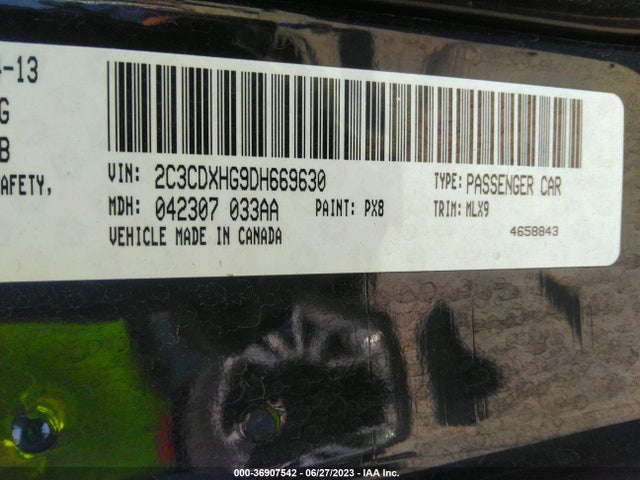 2013 DODGE CHARGER SXT PLUS VIN: 2C3CDXHG9DH669630