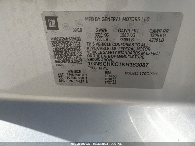 Chevrolet Suburban Lt 2019 1GNSCHKC1KR163087 Image 9